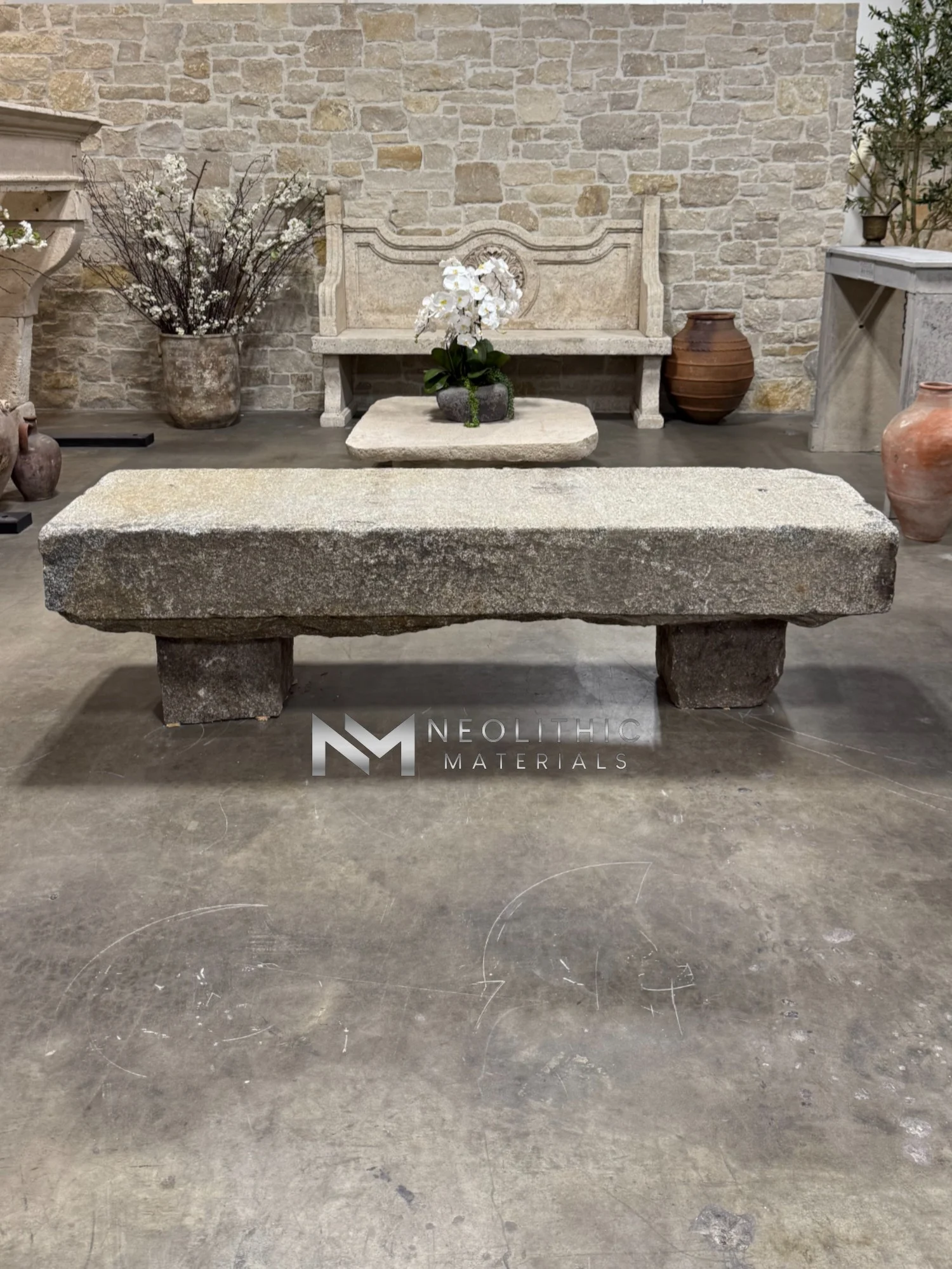 Antique Granite Bench - Image 1
